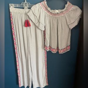 Girls PERIWINKLE EMBROIDERED OFF- THE SHOULDER TOP